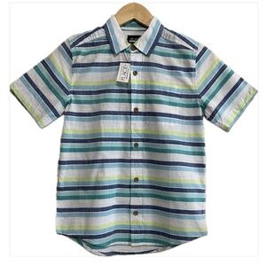 The Children's Place Striped Button Down Shirt - Blue, Green, White